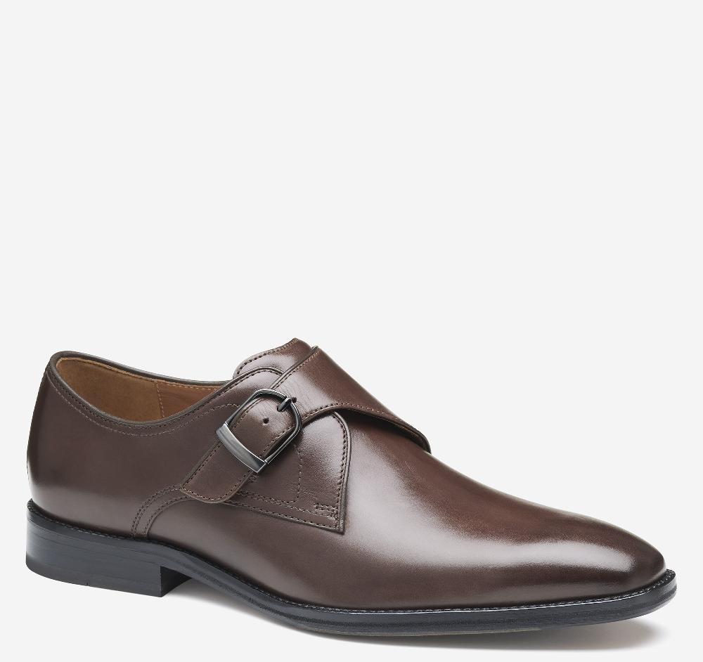johnston & murphy Sullivan Single-Buckle Monk Mahogany Italian Calfskin