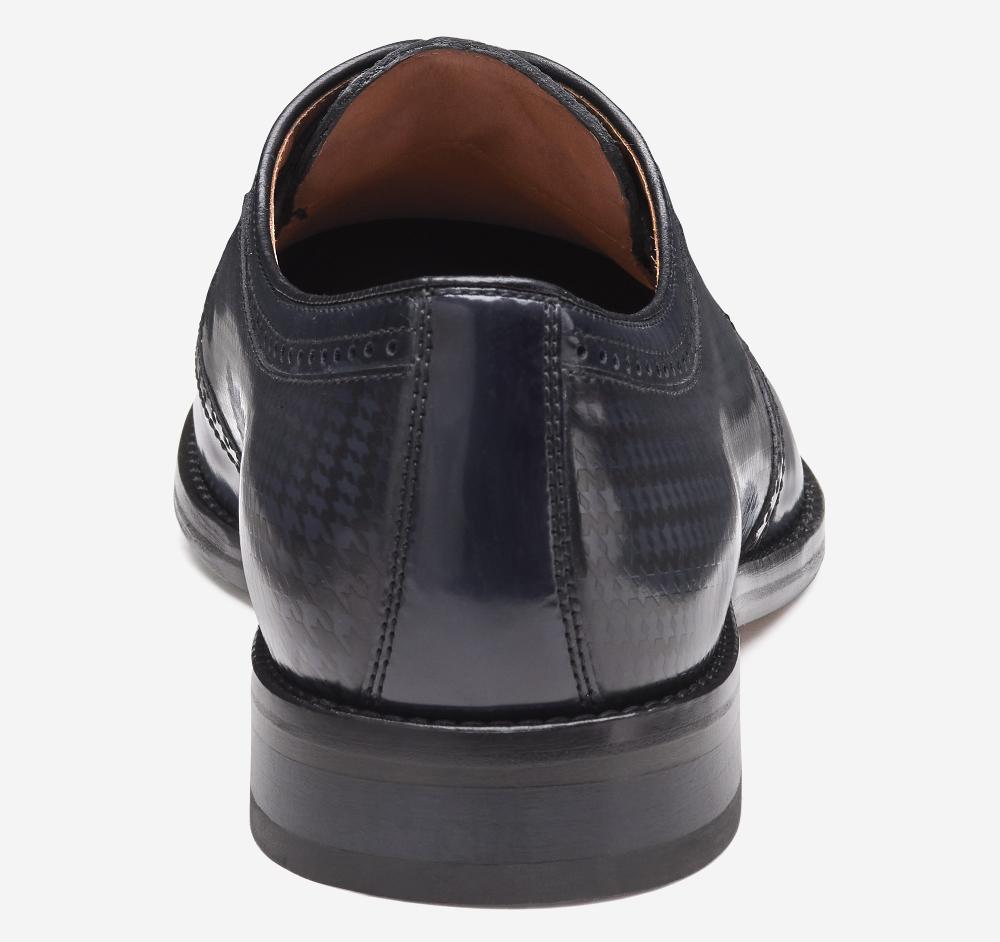 Johnston & Murphy Sullivan Wingtip Black Brush-Off Houndstooth Calfskin