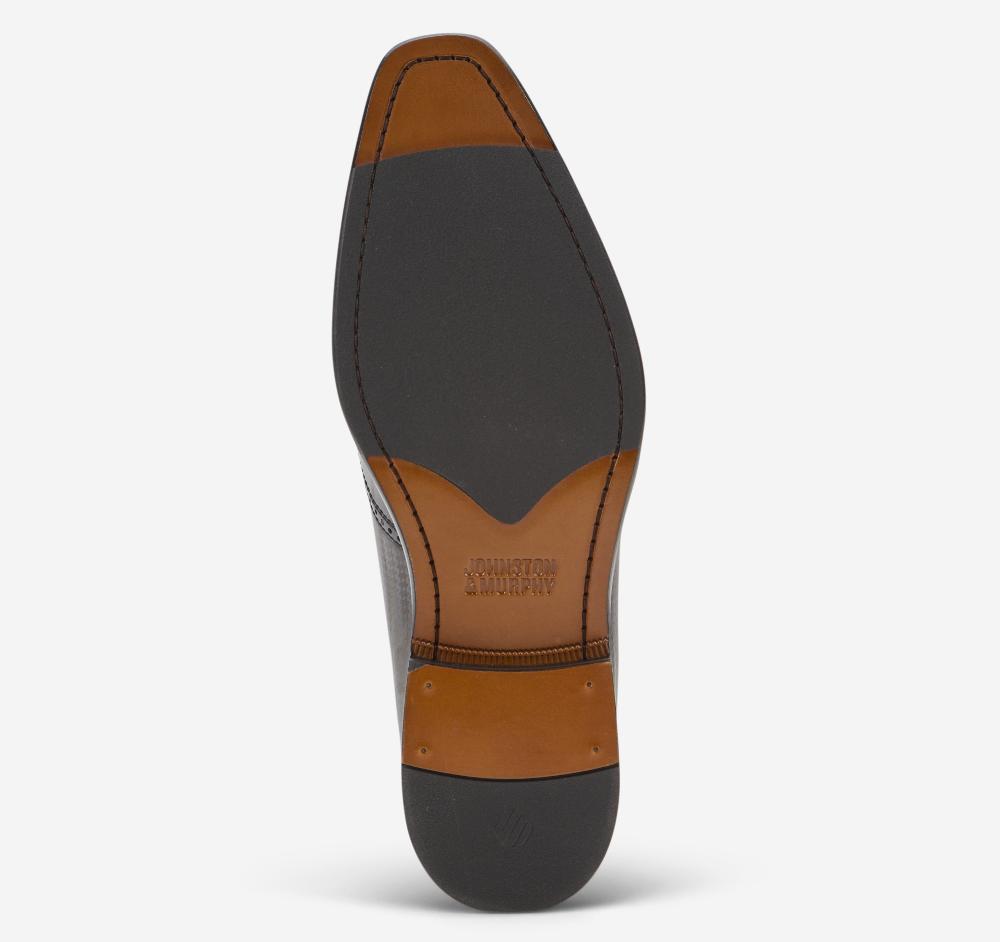 Johnston & Murphy Sullivan Wingtip Black Brush-Off Houndstooth Calfskin