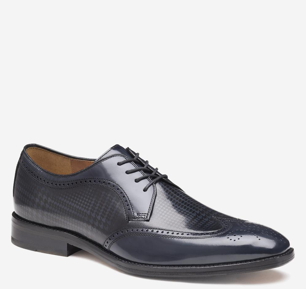 johnston & murphy Sullivan Wingtip Black Brush-Off Houndstooth Calfskin