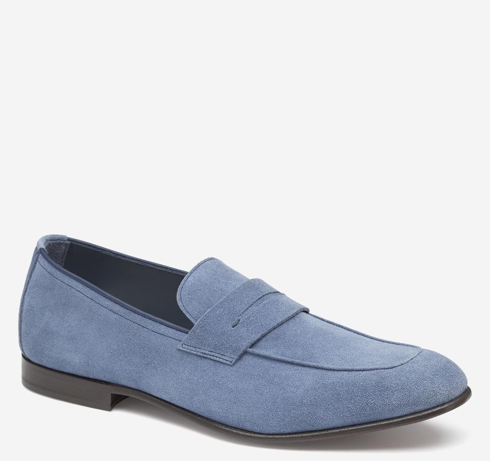 johnston & murphy Taylor Penny Loafer Denim Italian Suede