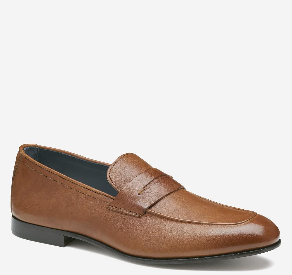 johnston & murphy Taylor Penny Loafer Tan Italian Full Grain