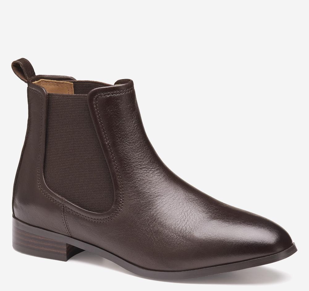 johnston & murphy Tinsley Chelsea Bootie Dark Brown Calfskin