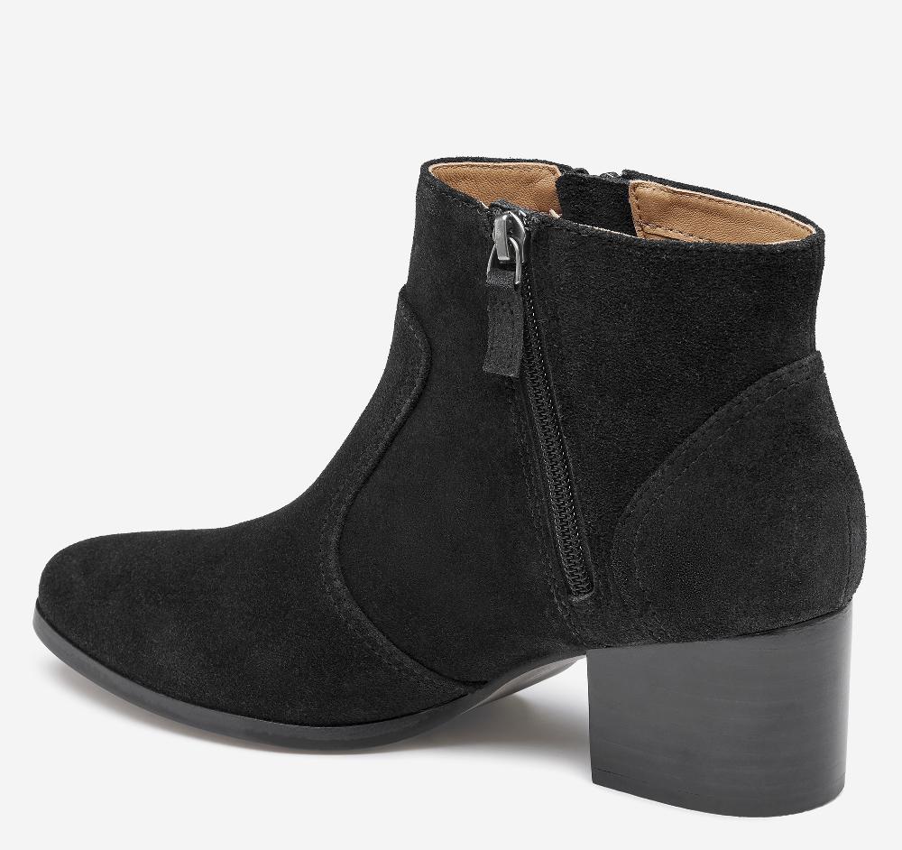 Johnston & Murphy Trista Double-Zip Bootie Black Suede
