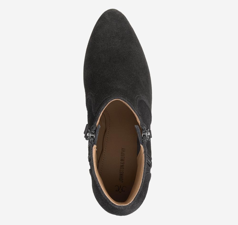 Johnston & Murphy Trista Double-Zip Bootie Black Suede