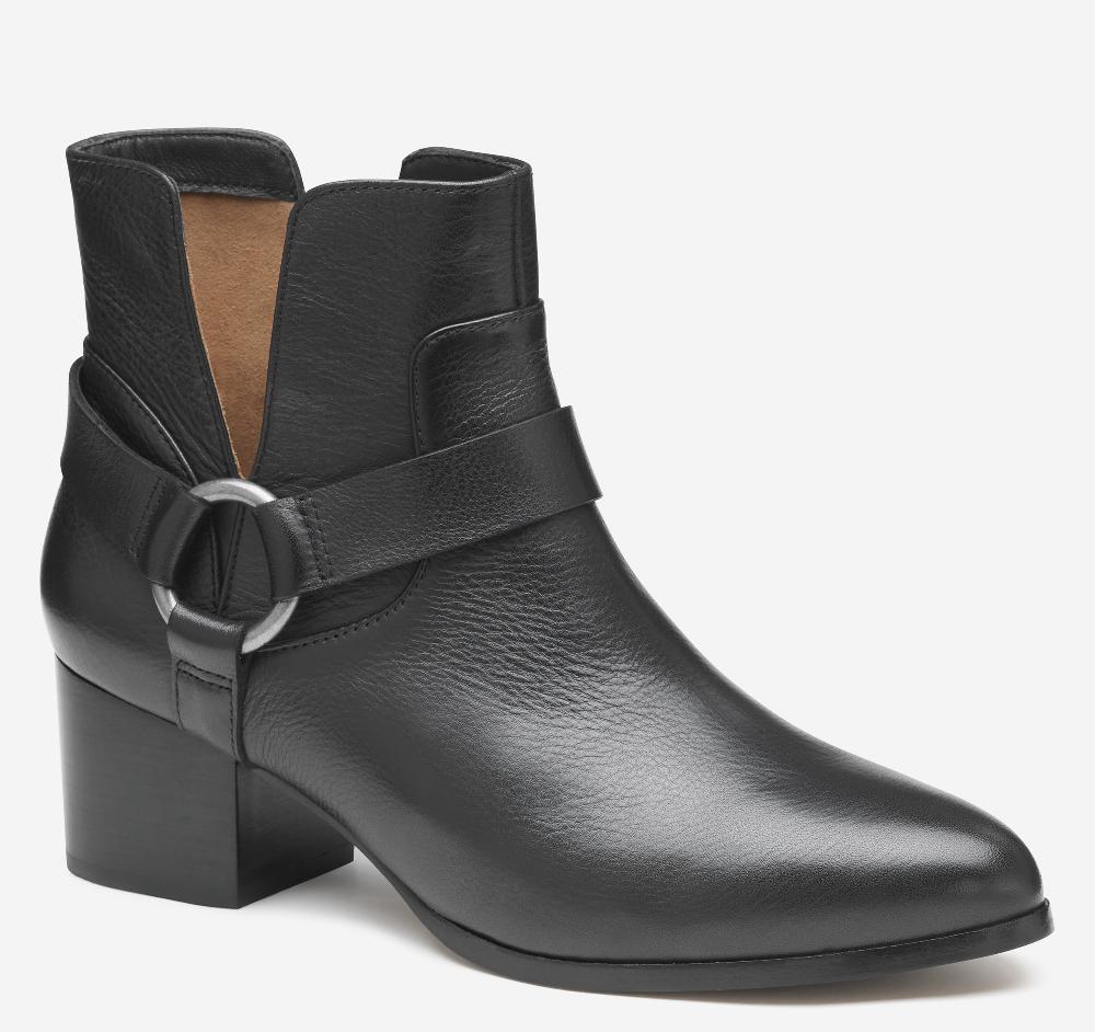 johnston & murphy Trista Harness Bootie Black Calfskin