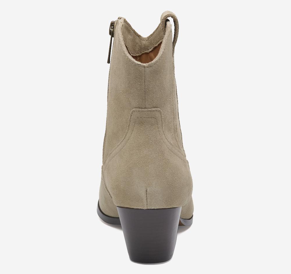 Johnston & Murphy Tristen Western Bootie Taupe Waterproof Suede