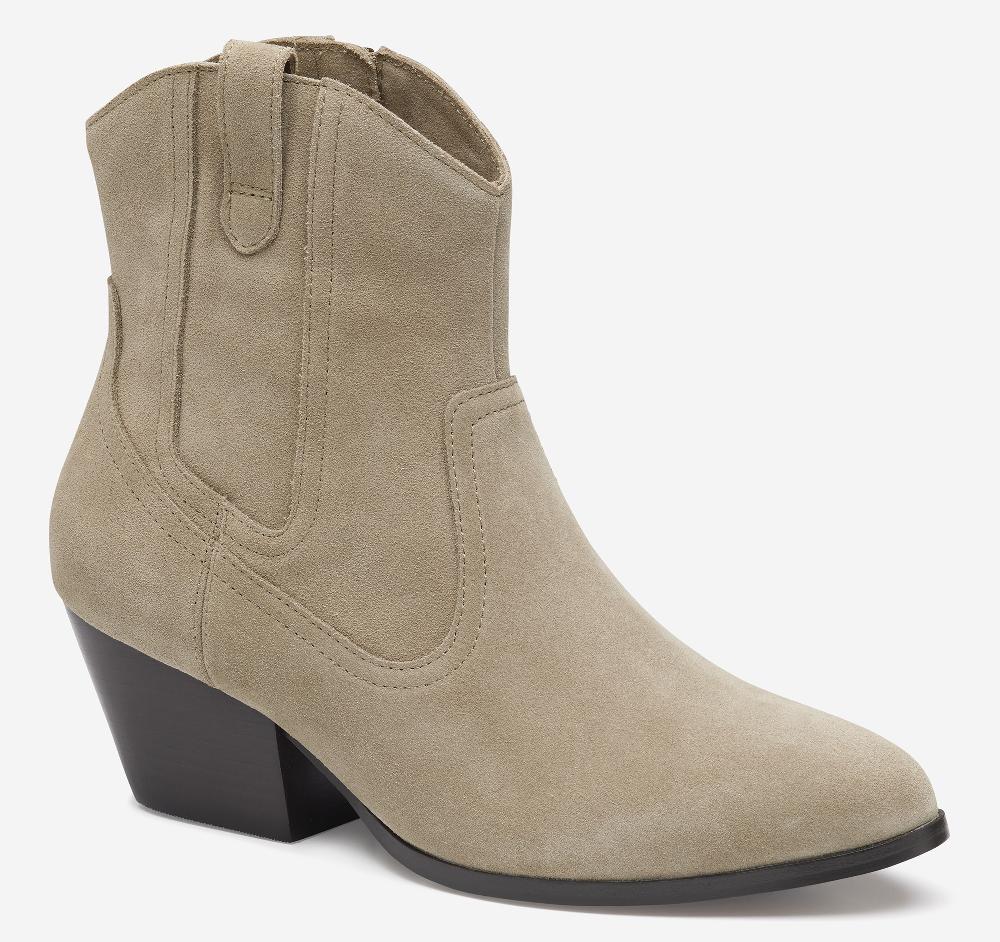 johnston & murphy Tristen Western Bootie Taupe Waterproof Suede