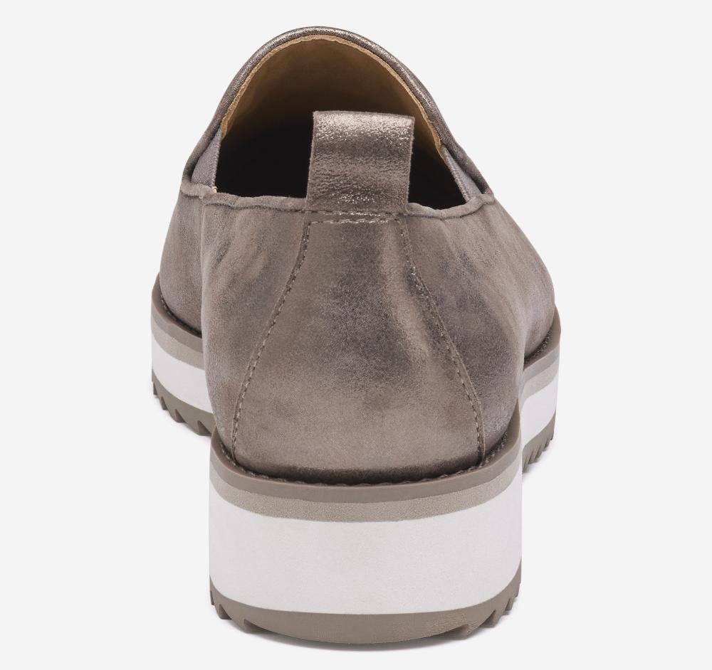 Johnston & Murphy Ulyssa Slip-On Taupe Italian Metallic Kid Suede