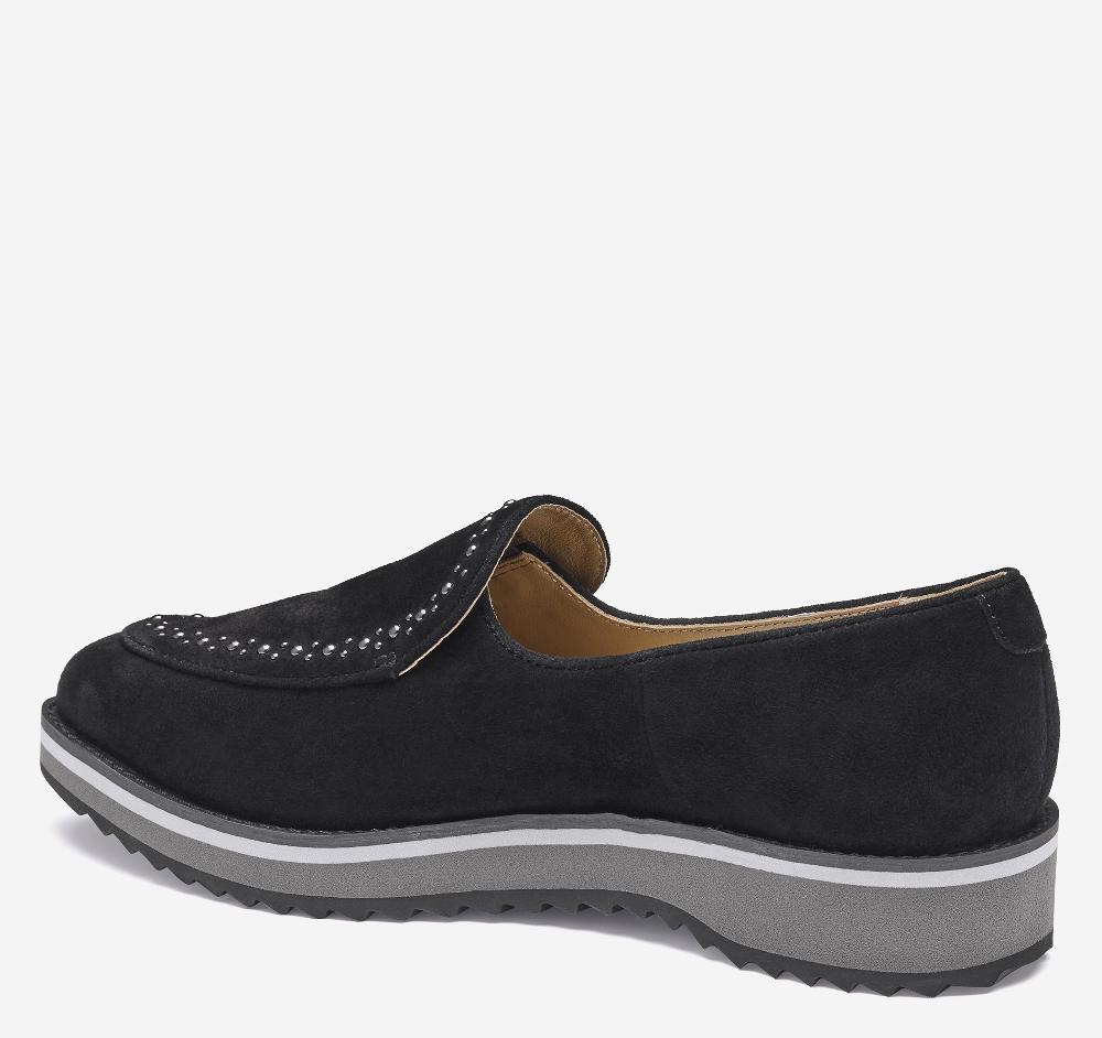 Johnston & Murphy Ulyssa Studded Loafer Black Kid Suede