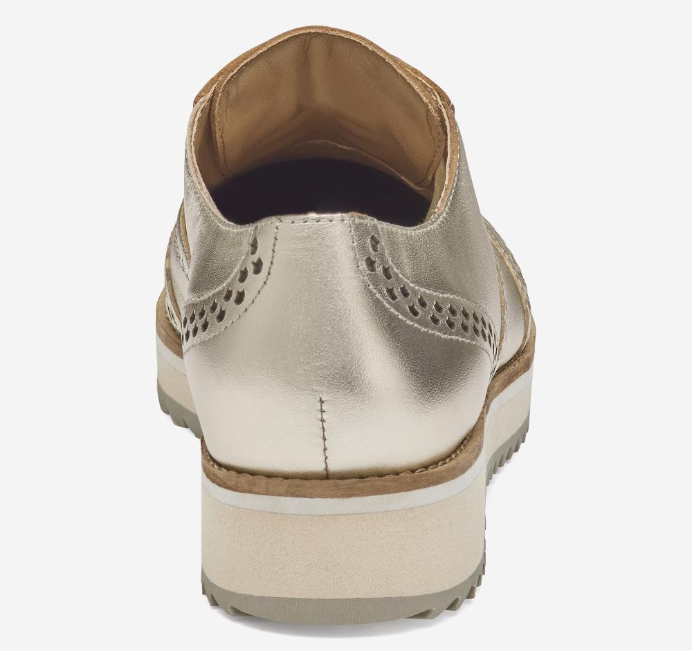 Johnston & Murphy Ulyssa Wingtip Gold Metallic Sheepskin