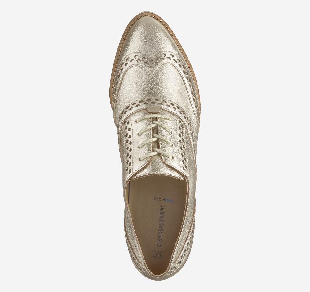 Johnston & Murphy Ulyssa Wingtip Gold Metallic Sheepskin