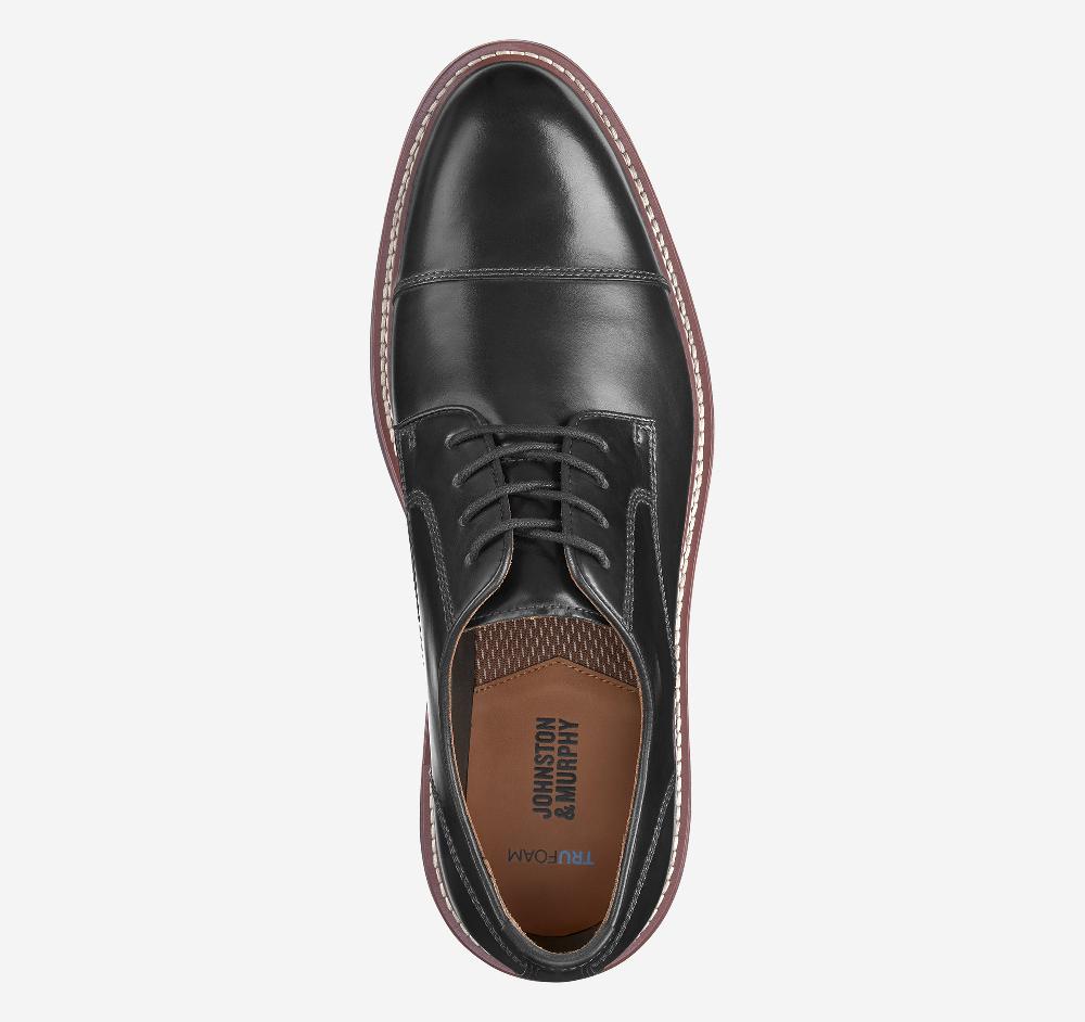 Johnston & Murphy Upton Dress Cap Toe Black Full Grain