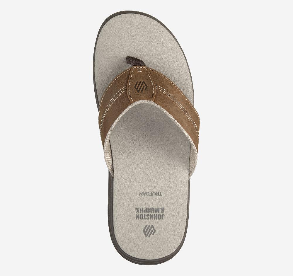 Johnston & Murphy Upton Flip-Flop Brown Oiled Full Grain