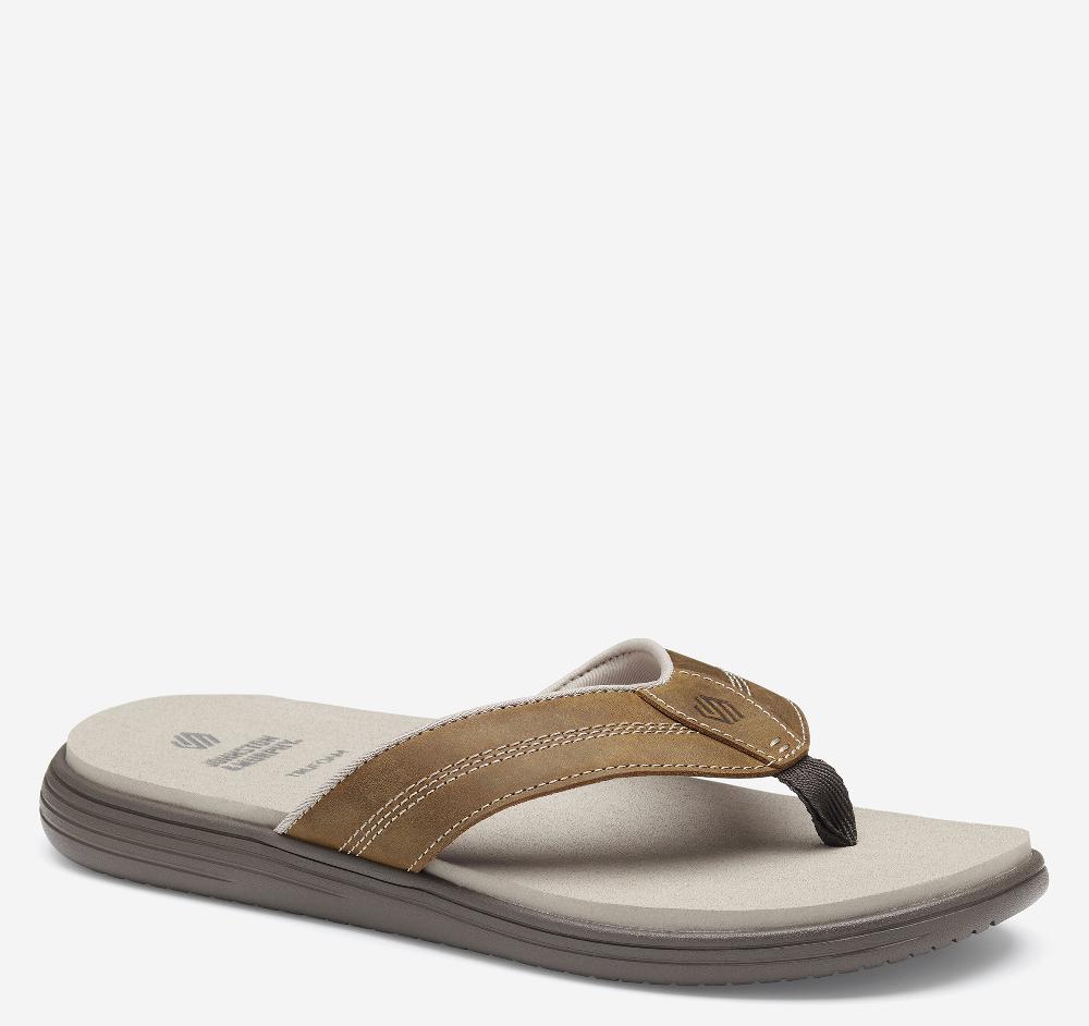 johnston & murphy Upton Flip-Flop Brown Oiled Full Grain