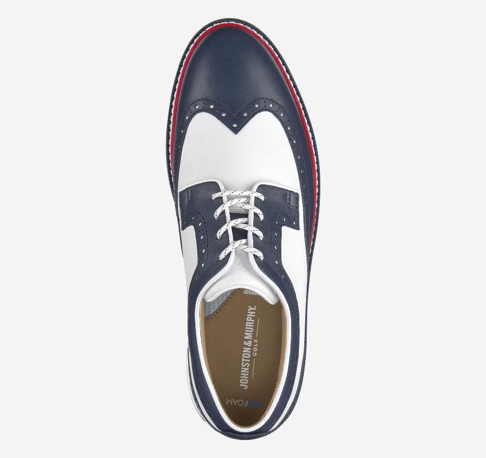 Johnston & Murphy Upton GL3 Luxe Hybrid Navy Waterproof Full Grain/White Tumbled Full Grain