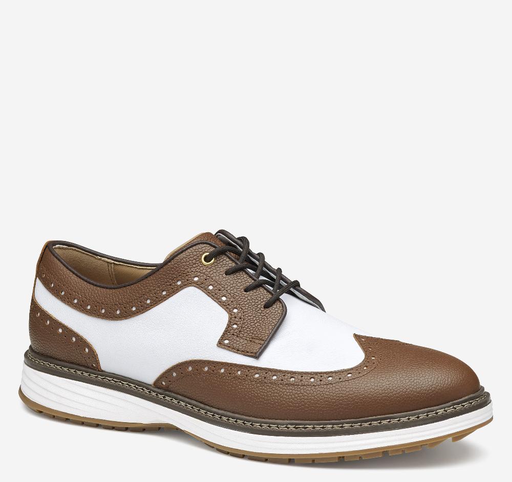 johnston & murphy Upton GL3 Luxe Hybrid Tan/White Waterproof Scotch Grain johnston & murphy Upton GL3 Luxe Hybrid Tan/White Waterproof Scotch Grain
