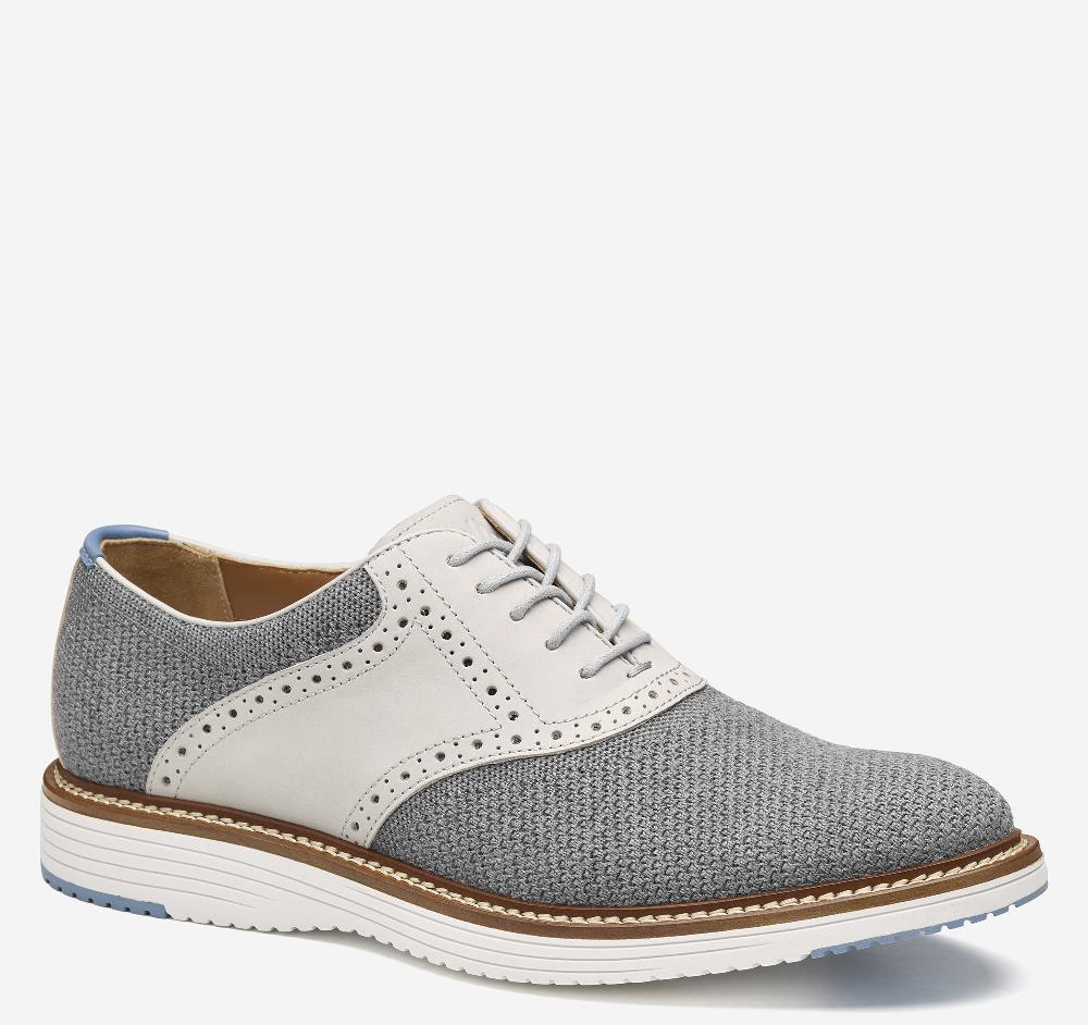 johnston & murphy Upton Knit Saddle Gray Knit/Full Grain