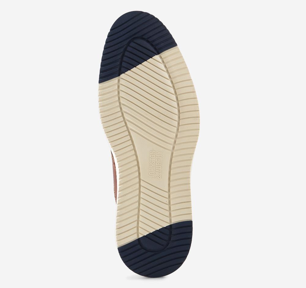 Johnston & Murphy Upton Knit Saddle Navy Knit/Tan Full Grain