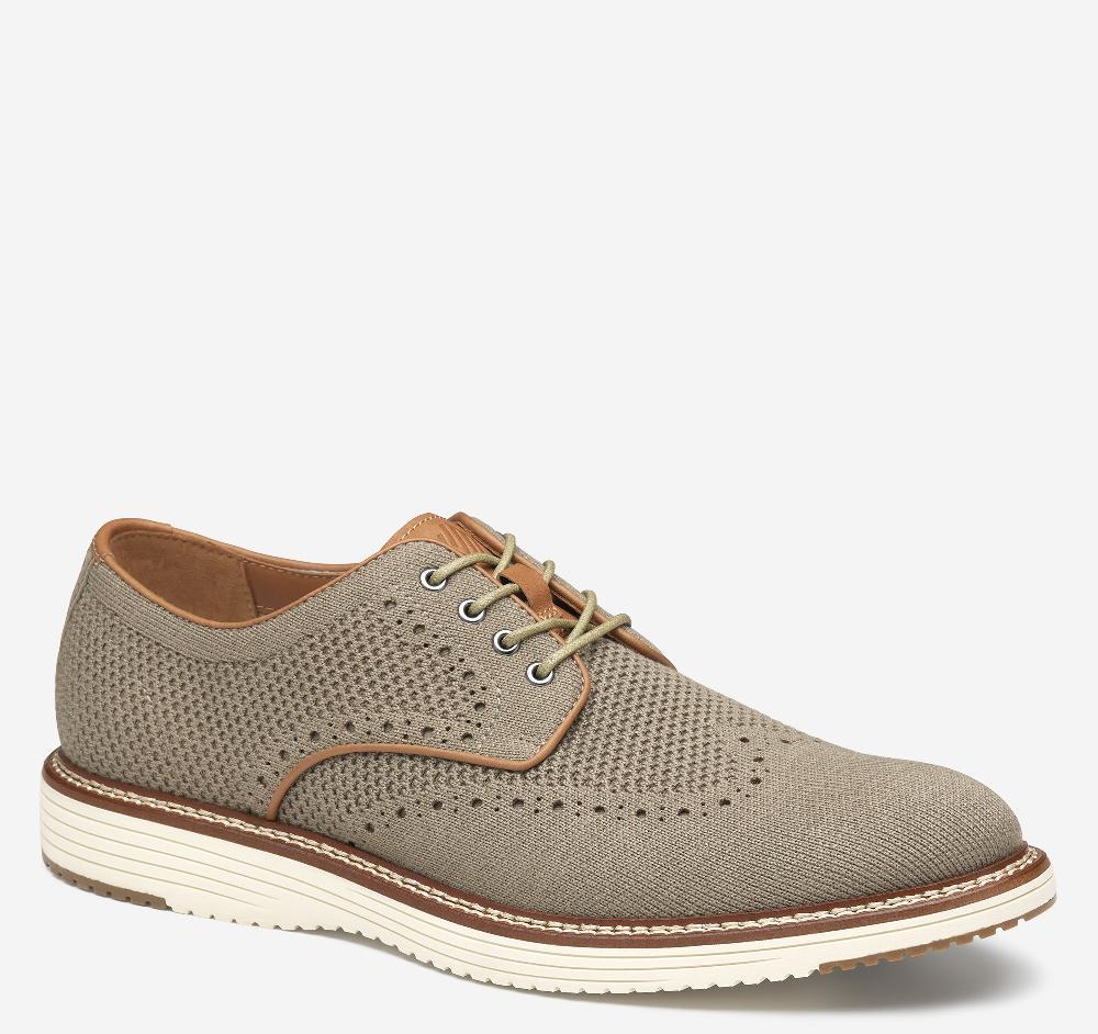 johnston & murphy Upton Knit Wingtip Taupe Heathered Knit
