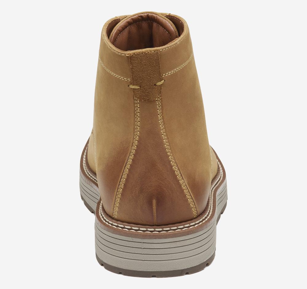 Johnston & Murphy Upton Lug Plain Toe Boot Light Tan Oiled Waterproof Full Grain
