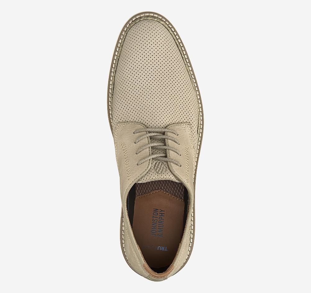 Johnston & Murphy Upton Perfed Plain Toe Taupe Nubuck