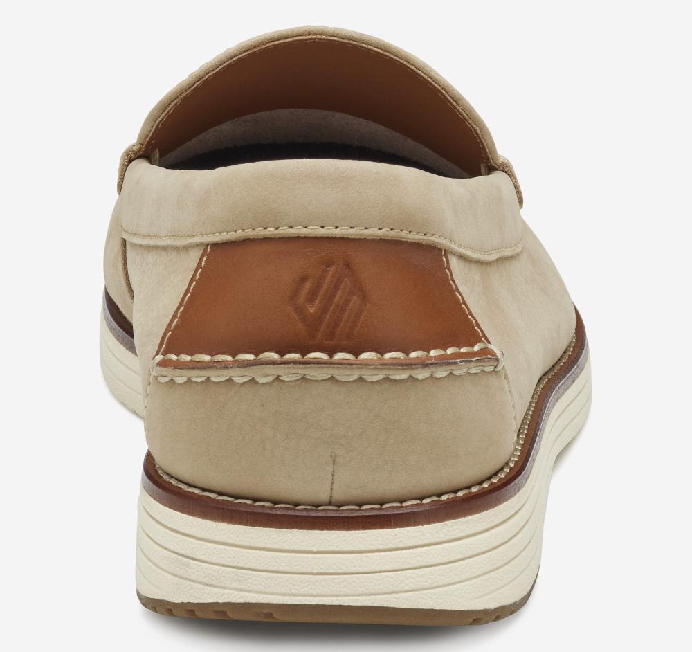 Johnston & Murphy Upton Perfed Venetian Loafer Taupe Nubuck