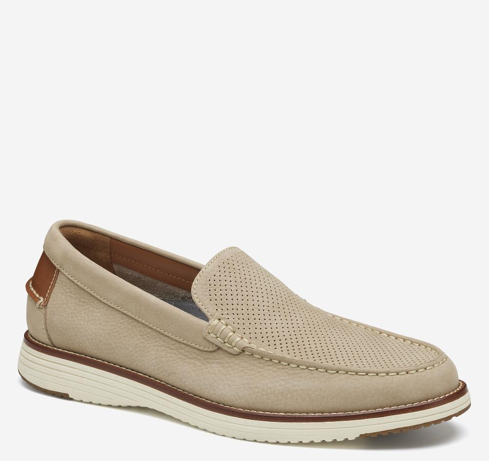 johnston & murphy Upton Perfed Venetian Loafer Taupe Nubuck