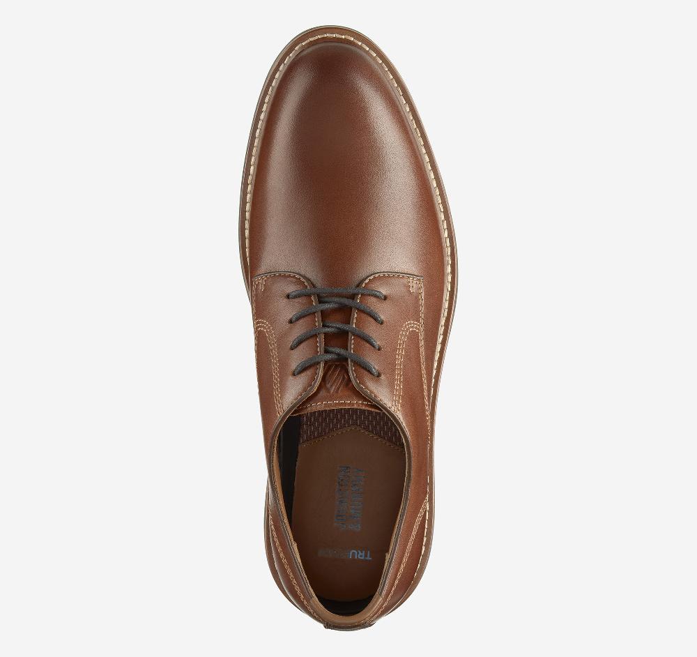 Johnston & Murphy Upton Plain Toe Tan Full Grain Leather/Green Sole
