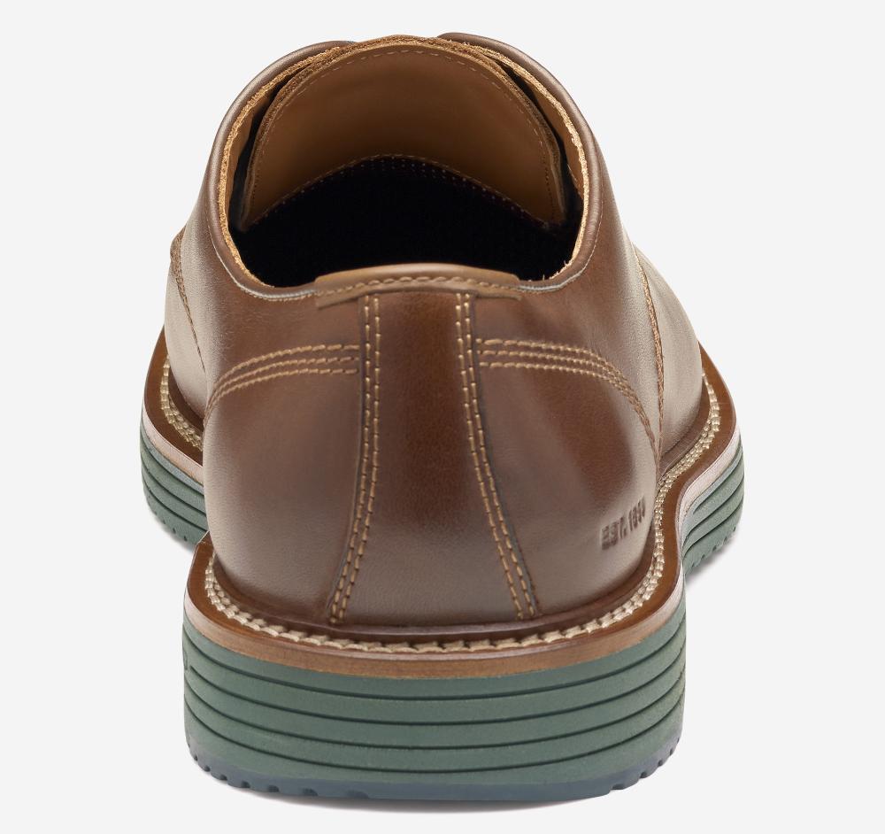 Johnston & Murphy Upton Plain Toe Tan Full Grain Leather/Green Sole