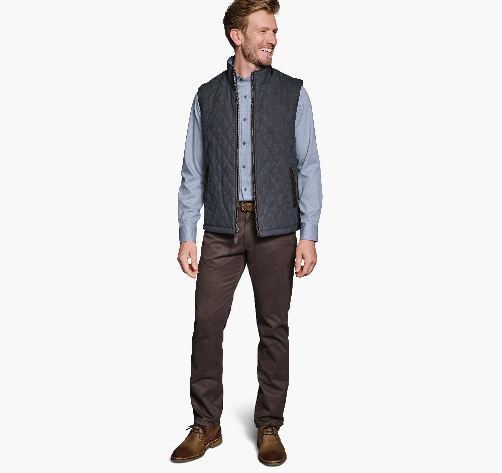 Johnston & Murphy Upton Reversible Vest Blue Plaid/Navy