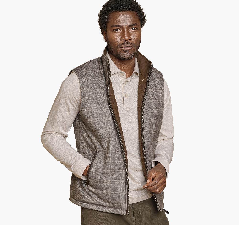 Johnston & Murphy Upton Reversible Vest Light Brown/Brown Plaid