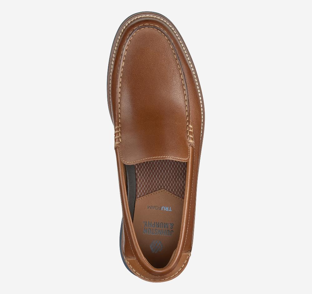 Johnston & Murphy Upton Venetian Loafer Tan Full Grain/Blue Sole