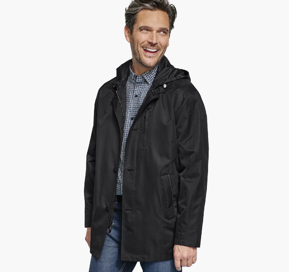 johnston & murphy Upton Water-Resistant Raincoat Black