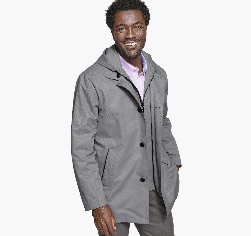 Johnston & Murphy Upton Water-Resistant Raincoat Gray