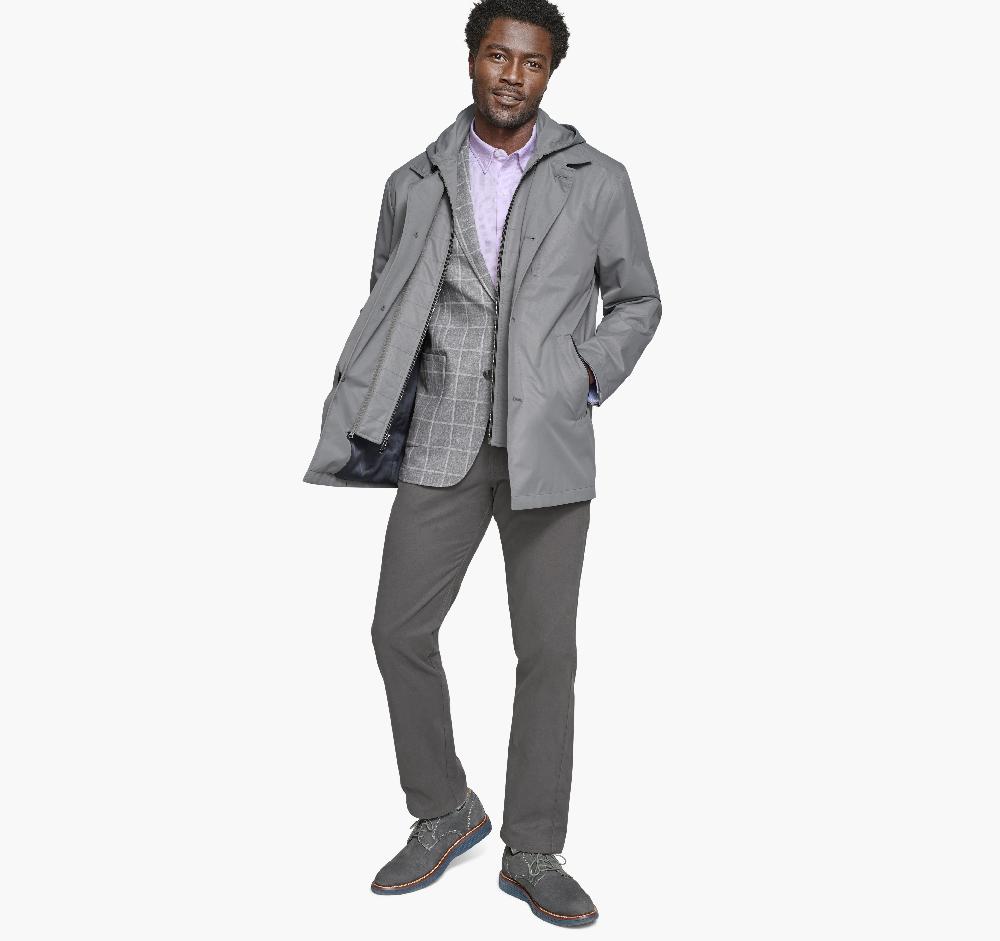 Johnston & Murphy Upton Water-Resistant Raincoat Gray