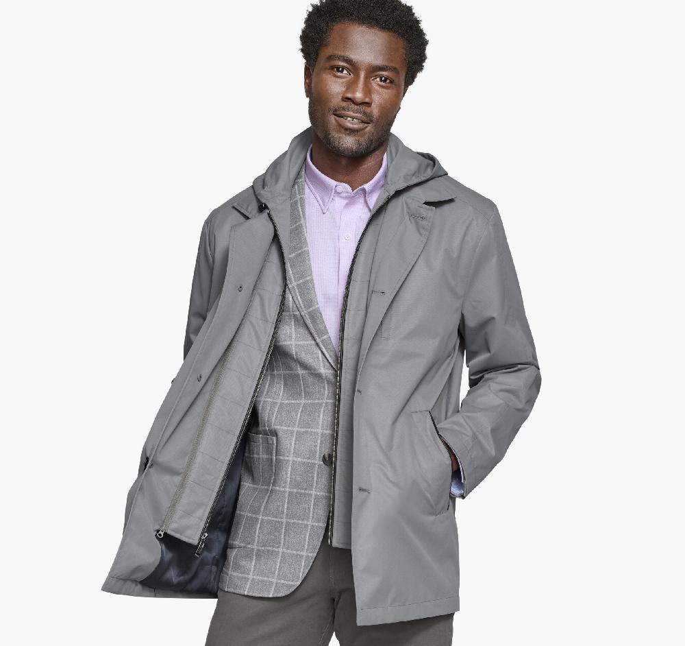 johnston & murphy Upton Water-Resistant Raincoat Gray