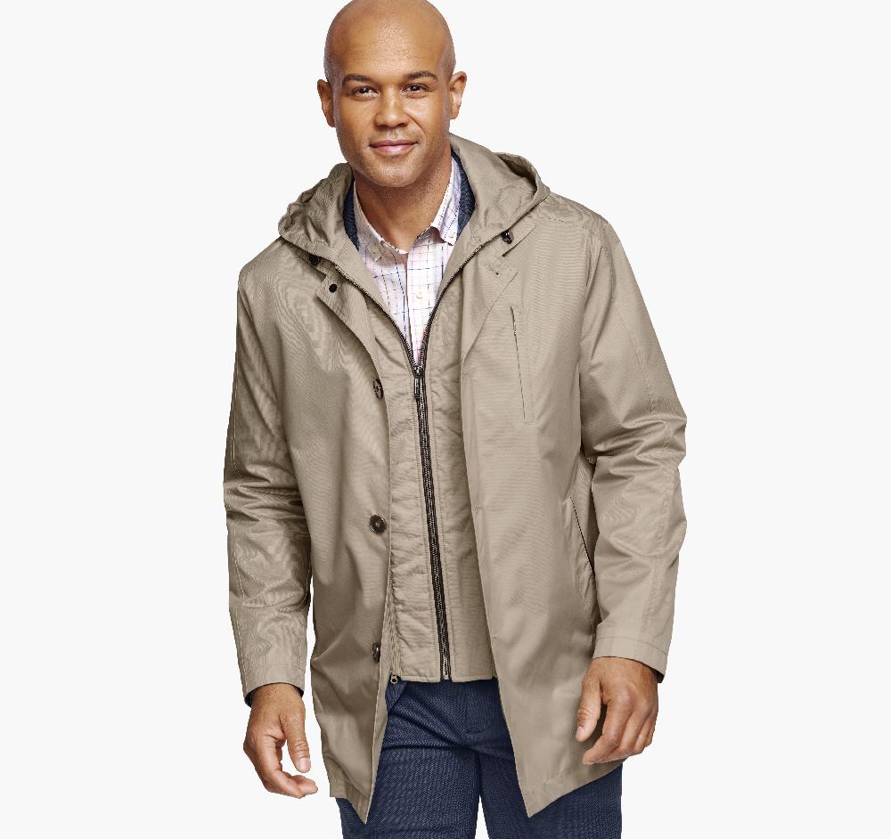 Johnston & Murphy Upton Water-Resistant Raincoat Khaki