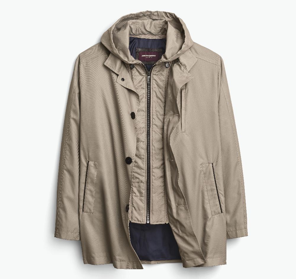 Johnston & Murphy Upton Water-Resistant Raincoat Khaki