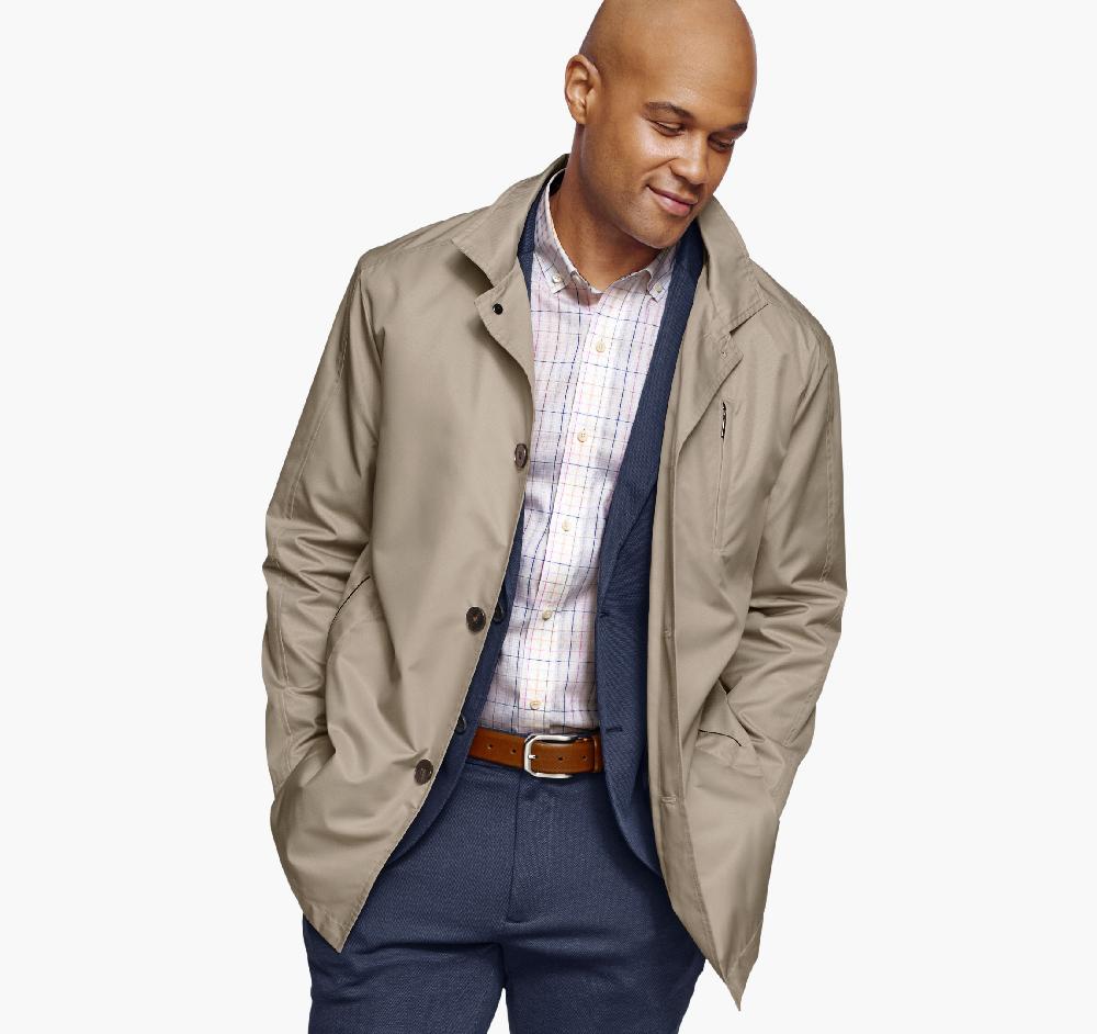 johnston & murphy Upton Water-Resistant Raincoat Khaki