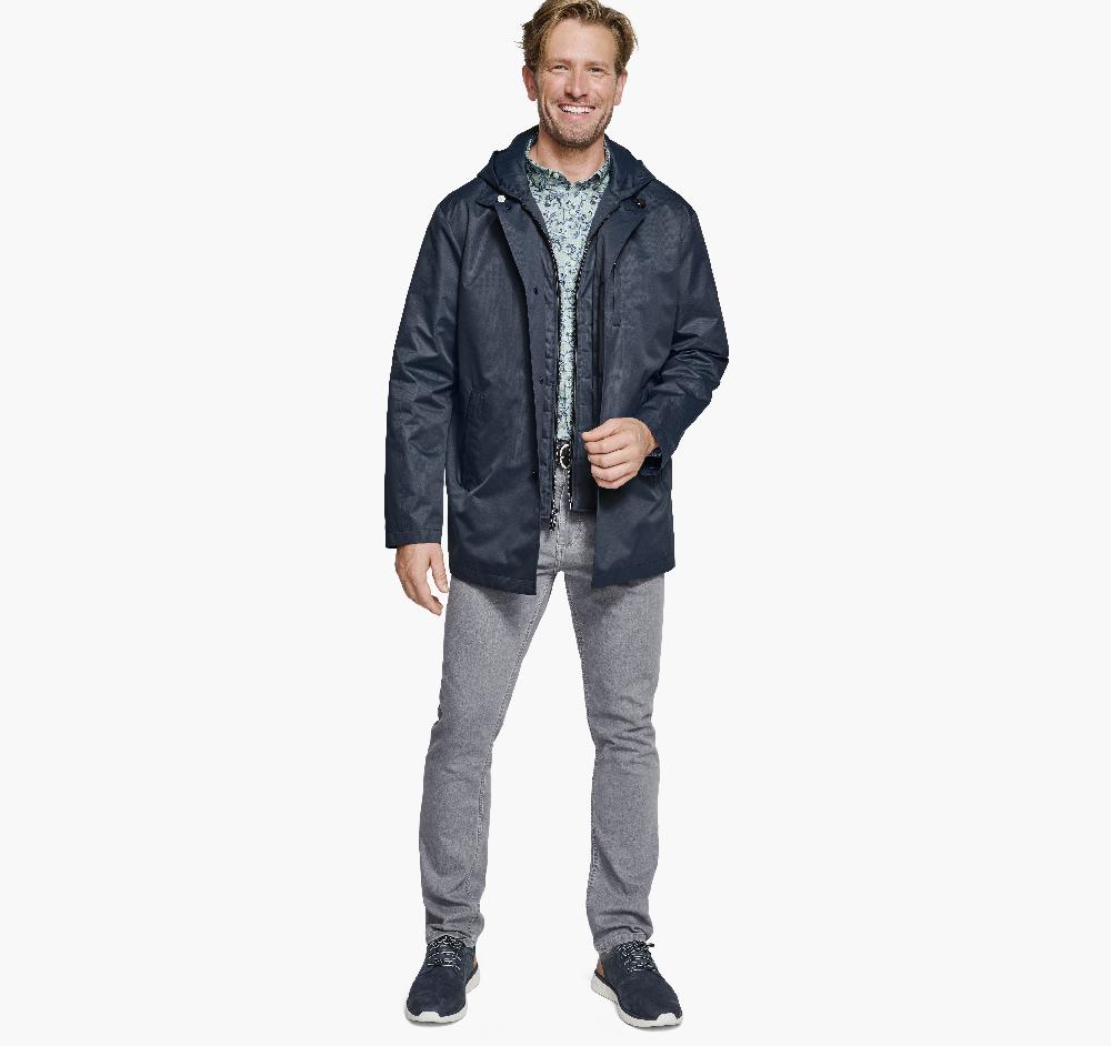 Johnston & Murphy Upton Water-Resistant Raincoat Navy