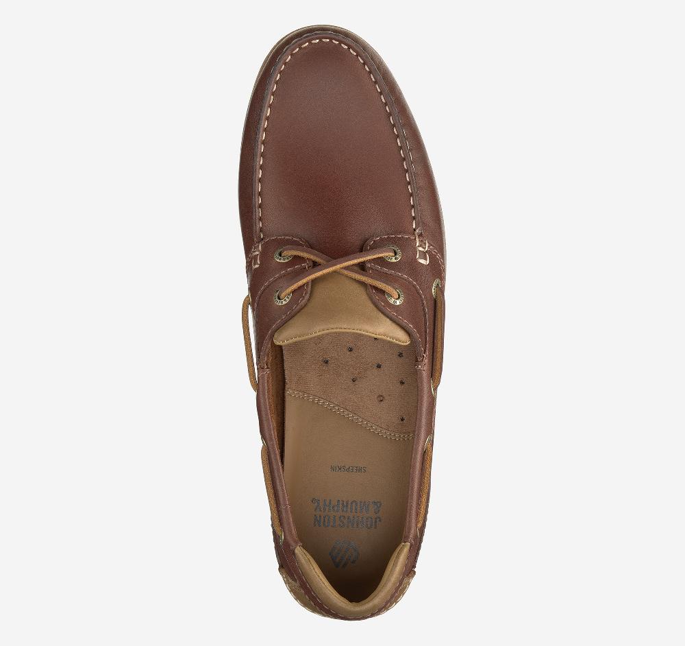 Johnston & Murphy Ventura 2-Eye Boat Shoe Mahogany Full Grain