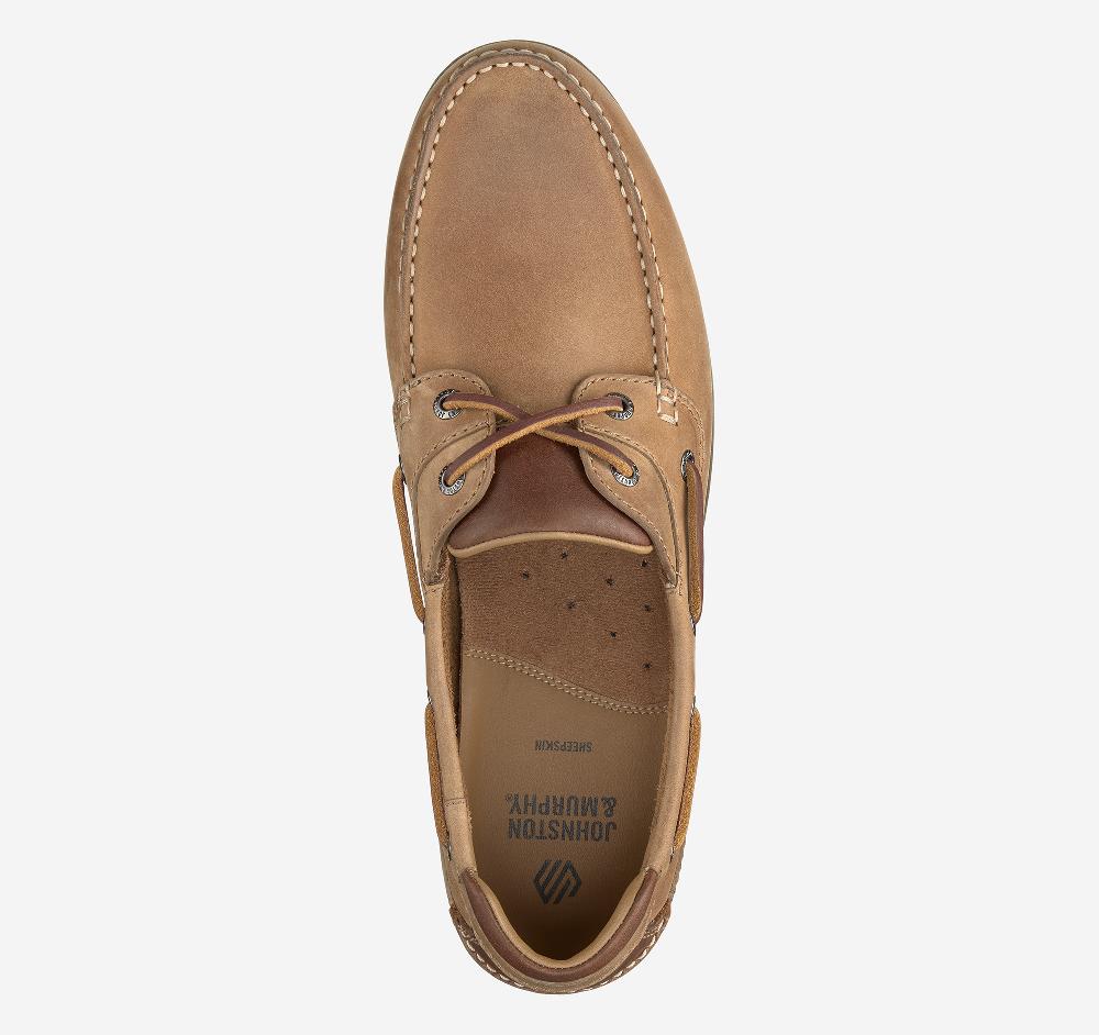 Johnston & Murphy Ventura 2-Eye Boat Shoe Tan Full Grain