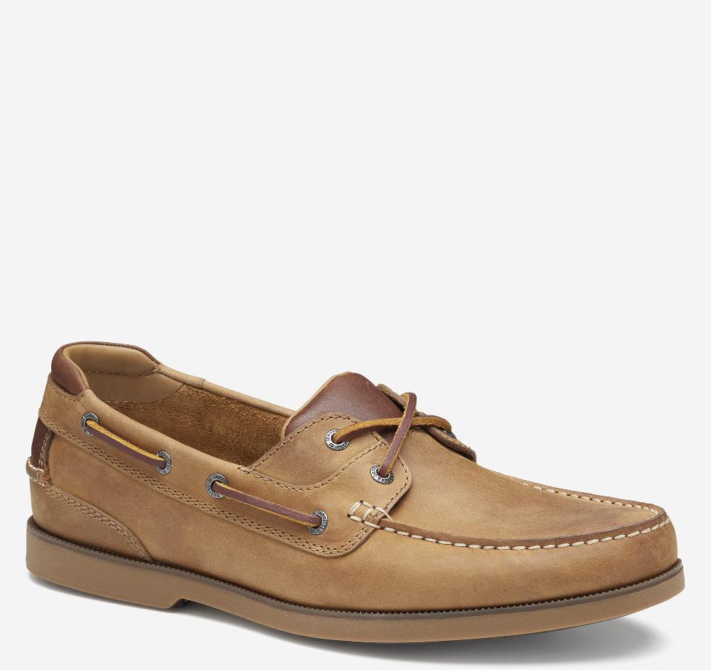 johnston & murphy Ventura 2-Eye Boat Shoe Tan Full Grain