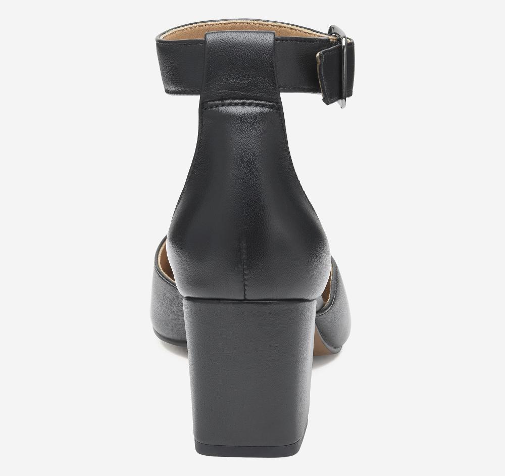 Johnston & Murphy Vicki Ankle Strap Black Glove Leather