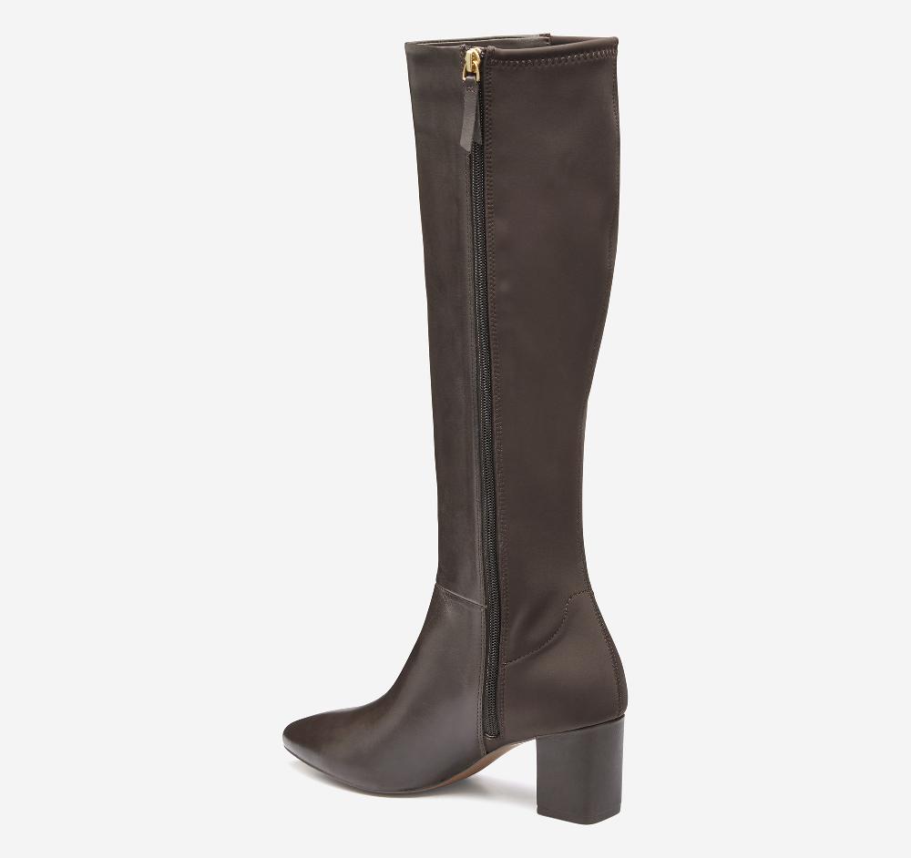 Johnston & Murphy Vicki Tall Boot Dark Brown Calfskin/Spandex
