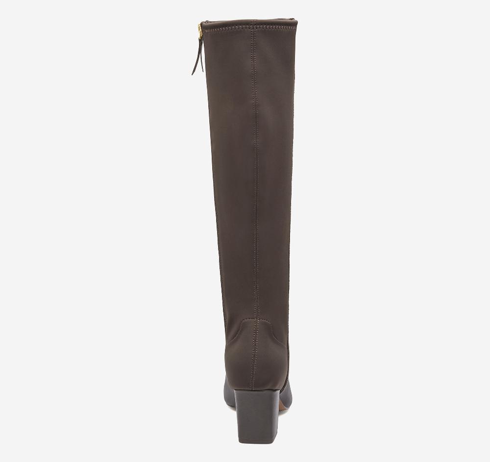 Johnston & Murphy Vicki Tall Boot Dark Brown Calfskin/Spandex