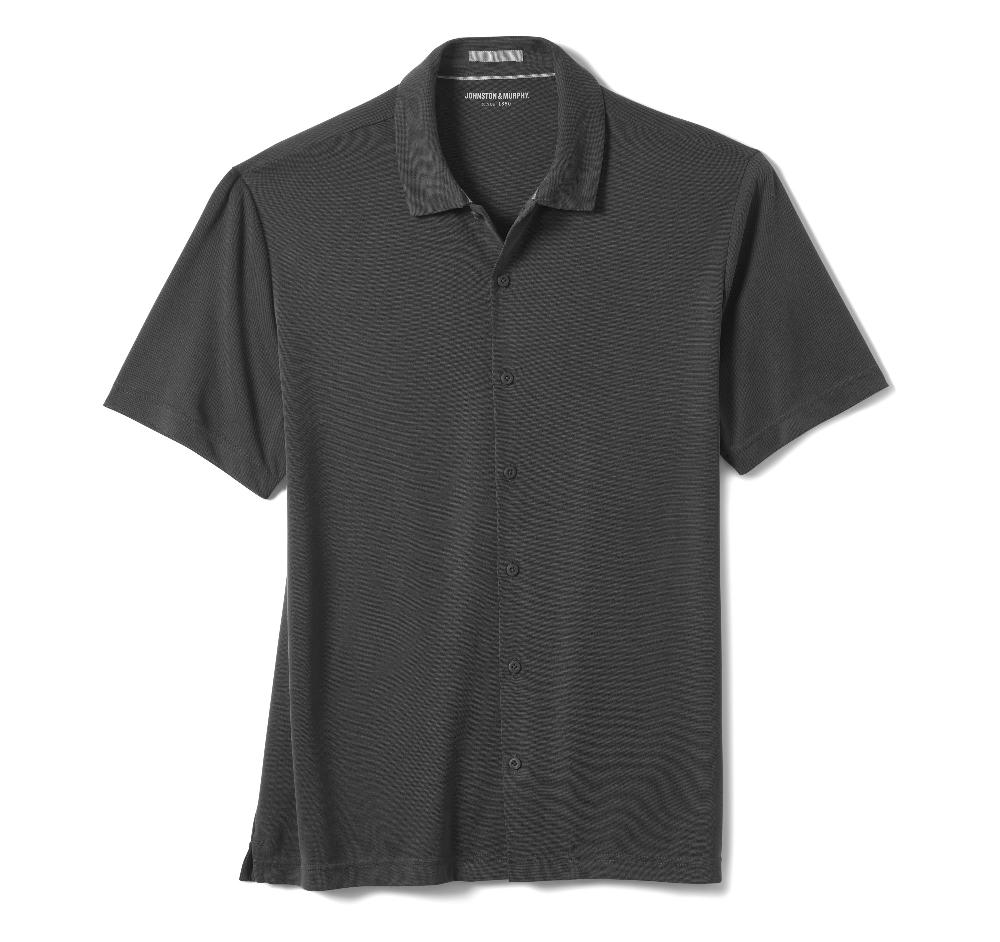 Johnston & Murphy Vintage Birdseye Button-Front Shirt Black