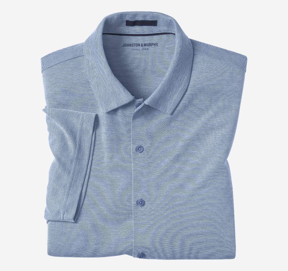 johnston & murphy Vintage Birdseye Button-Front Shirt Blue