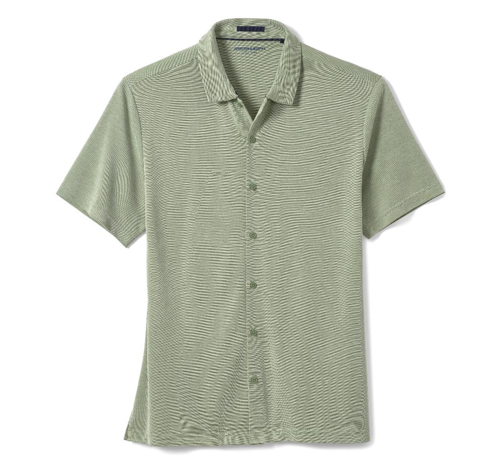 Johnston & Murphy Vintage Birdseye Button-Front Shirt Green